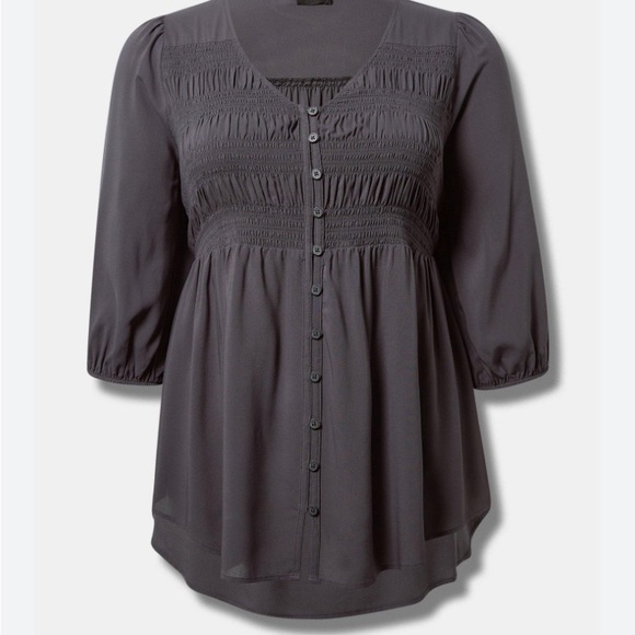Torrid Challis smock 3/4 sleeves v-neckline button down! Size 3 - Picture 13 of 17